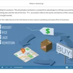 An example of course materials on the four P's of marketing.
