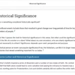 An example of course materials on historical significance.