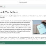 An example of course materials on thank you letters.