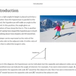 An example of course materials introducing the hypotenuse.