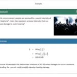 An example of course materials on calculating decibels.