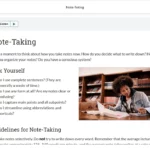 An example of course materials on note-taking.