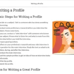 An example of course materials on writing a profile.