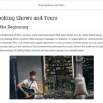 An example of course materials on booking shows and tours.