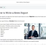 An example of course materials on how to write a news report.