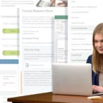 A youth using accounting tools on a laptop.