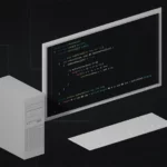 A digital illustration of a desktop computer.