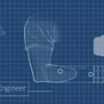 Blueprint-style graphic of prosthetics.