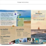 A brochure with a picture of a beach and a boat for the village of bayfield, ontario.
