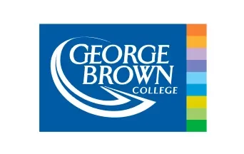 George brown college logo on a blue background.