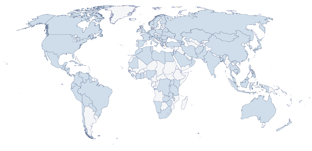 A world map with 130+ countries highlighted to showcase where VHS students are from